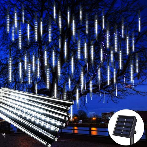 Guirlande Lumineuse Pluie De Météores Solaire - 8 Tubes - 192 LED - Étanche IP65 - Pour Extérieur Jardin Terrasse Arbre - 30 cm Par Tube - 1 Pièce (1/5)