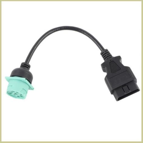 1 Adaptateur Câble 9 Broches vers 16 Broches OBD2, PVC PE, Noir Vert, 31,5 cm, pour Camion Moteur (1/4)