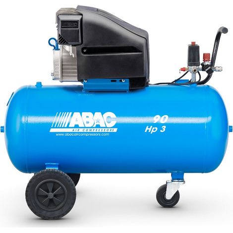 Abac – Compresseur d'air à piston 3 CV – Réservoir 90L – Débit 18,6 m3/h – Pression 10 bar – Moteur à entraînement direct (1/2)