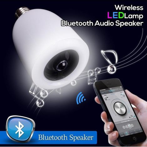 TrAdE Shop Traesio - Lampada Lampadina Led E27 Con Cassa Speaker Bluetooth E Telecomando -