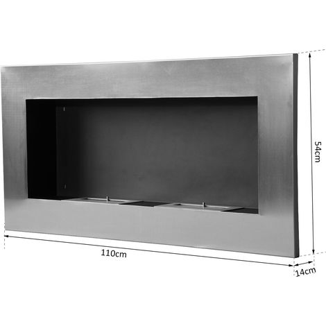 Réchaud mural à bioéthanol (acier inoxydable, 2 brûleurs, capacité de 0,9 litre, 110 x 54 x 14 cm) (1/5)