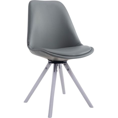 Chaise visiteur pivotante 360° revêtement similicuir gris piètement bois gris style scandinave moderne 100008709