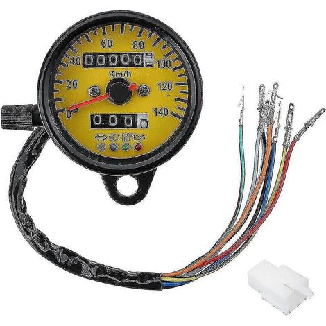 Compteur de vitesse universel double pour moto (km/h), rétroéclairage LED, tachymètre (1/5)