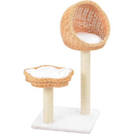 Maison Exclusive - Albero per Gatti con Tiragraffi in Legno di Salice Naturale (1/5)