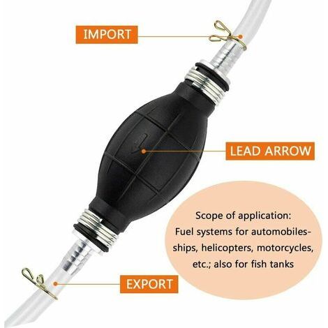Pompe Transfert Liquide l'eau, Pompe Manuelle Siphon Transfert Carburant Voiture portative pour solvant d'essence d'aqueduc Liquide Carburant Diesel d'essence de gaz avec Le Tuyau Total de (1/4)