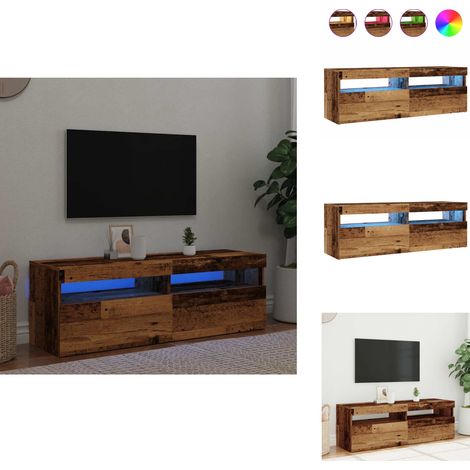 Meuble TV avec lumières LED vieux bois bois d'ingénierie - Meuble TV - Meubles TV - Support TV - Meuble Hifi (1/5)