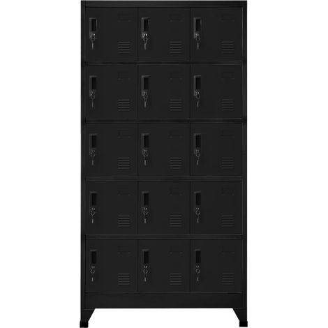 Armoire à casier Vestiaire Rangements Noir 90x40x180 cm Acier -69967 (1/5)