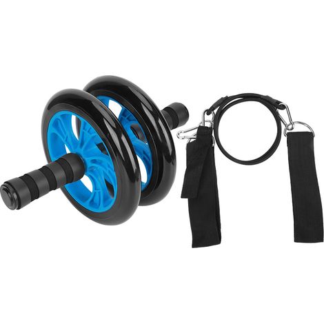 Rouleau de fitness de qualité pour l'entraînement abdominal avec sangle de traction, équipement de musculation domestique bleu (1/5)