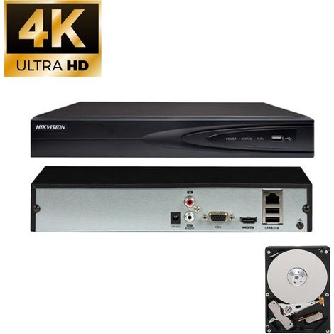 Hikvision NVR 4 canali 8MP ultra HD + HDD 1Tb - DS-7604NI-K1 (4K)