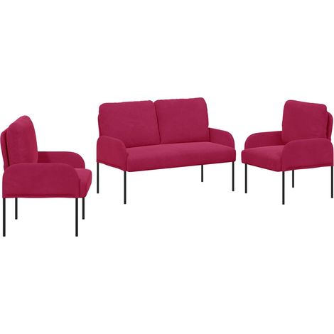 Sofa Sets with Cushion 3 pcs Wine Red 115 x 56 x 80 cm Plywood vidaXL (1/5)