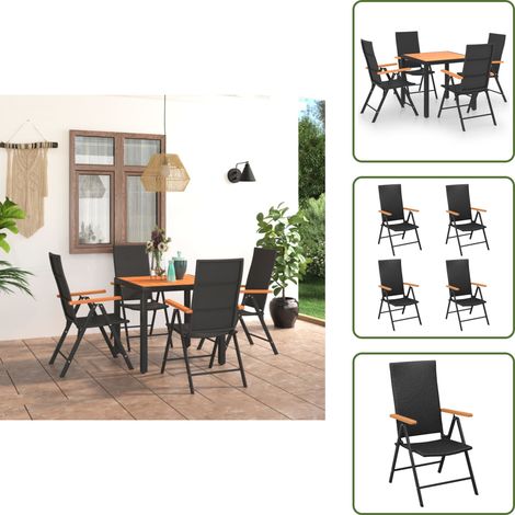 Ensemble à manger de jardin 5 pcs noir et marron - Salon De Jardin - Ensemble De Jardin - Table De Jardin - Chaises De Jardin - Mobilier De Jardin (1/5)