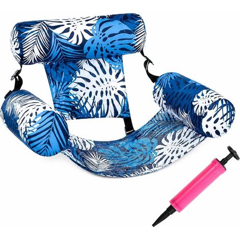 Gloovi Fauteuil Piscine Premium, Fauteuil Flottant Gonflable Adulte avec Porte-Gobelet Et Accoudoirs, Chaise De Relaxation Aquatique Résistante UV pour Piscine(La couleur de la pompe à air est attribu (1/5)