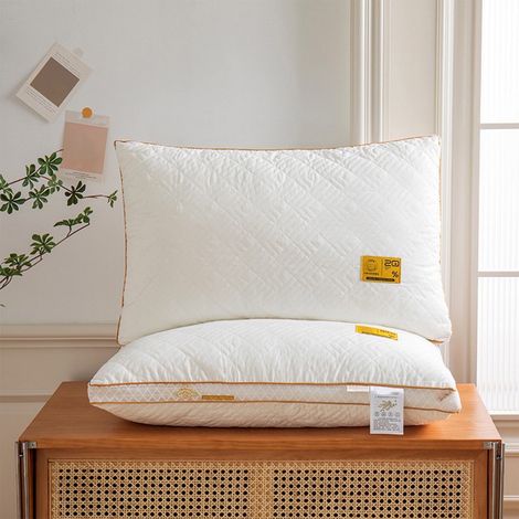 Oreiller De Lit - 74 x 48 x 7 cm - Fibre Recyclée Naturelle - Pour Dormeur Sur Le Dos Côté Ou Ventre - 1 Pièce (1/5)