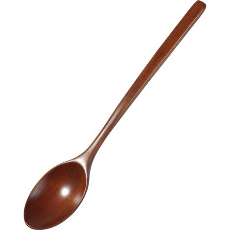 Cuillère à manche long en fer, cuillère à manche droit, cuillère en bois laqué naturel, style moderne (1/5)