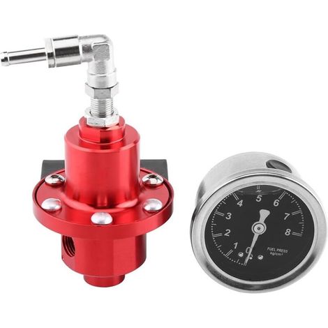FPR Universal Adjustable Aluminum Alloy Fuel Pressure Regulator with Fuel Pressure Gauge for Car(red) (1/5)