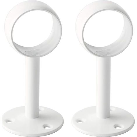 Support Tringle Rideau Plafond en Acier Inoxydable, Support Tringle Penderie pour Tube de rond Ø 32 mm, Blanc Brillant 2 Pcs (1/4)