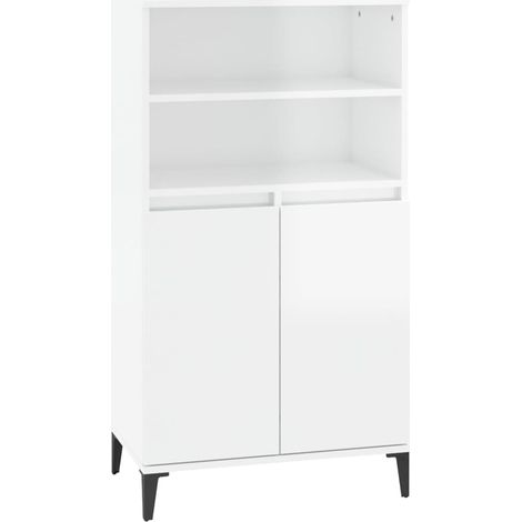 Credenza cassettiera cassettiera mobile contenitore organizer cucina soggiorno soggiorno lucido 60 x 36 x 110 cm derivati del legno bianco 020032985