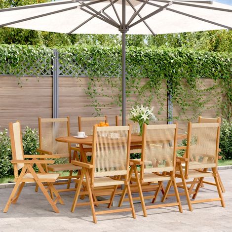 Teenpull – Gartenstuhl Verstellbar 8 Stk. Beige Massivholz Akazie (1/5)