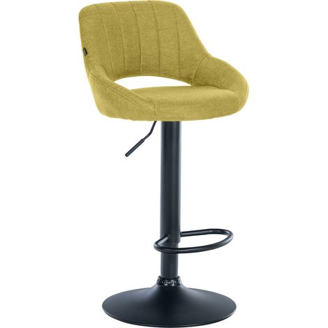 Tabouret de bar x1 avec repose-pieds réglables en tissu vert dossier ajouré et pied métal noir 100006128