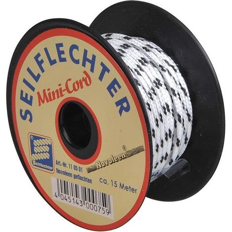 Minicord novolene1.5mm. 15m. braided. assorted. 150 daN (1/3)