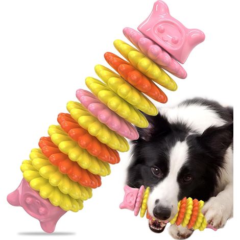 Jouets à mâcher pour mâcheurs agressifs, jouets durables pour chiens de grande, moyenne et petite race, jouet de dentition indestructible, jouets d'extérieur pour chien, rose (1/5)