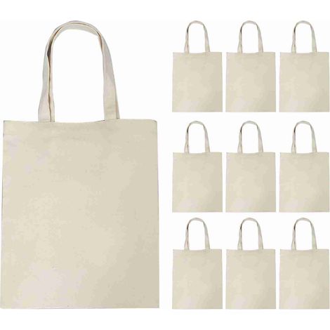 Sac à bandoulière écologique en coton et polyester pour shopping quotidien - Lot de 10 sacs réutilisables, grande capacité, idéal supermarché (1/5)