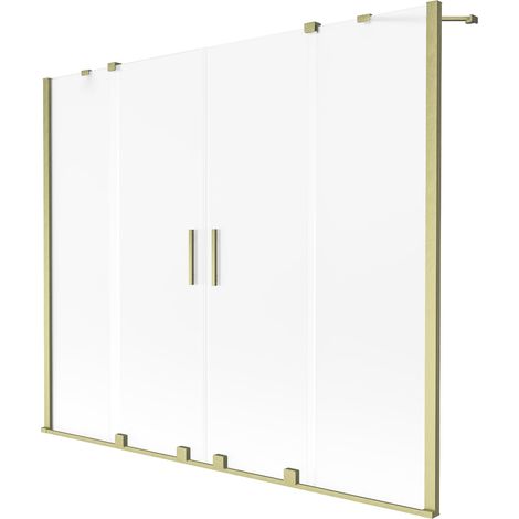 Mexen Velar Duo mampara de baño de 2 hojas correderas 200 x 150 cm, escarcha, oro cepillado - 896-200-000-32-55 (1/2)