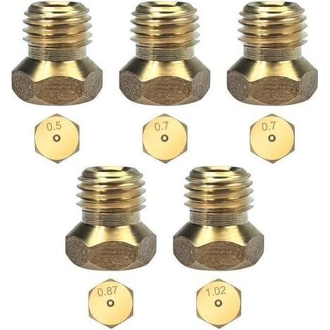 5-Piece Universal Butane Gas Jet Nozzle Kit for Gas Cooktops, LPG and Natural Gas Hob Injectors, 0.5cm 0.7cm 0.87cm 1.02cm Sizes (1/4)