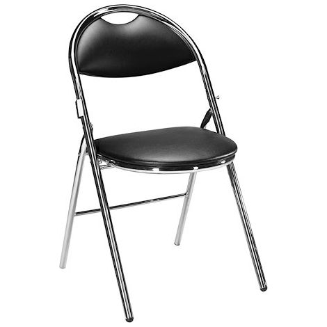Chaise pliante vinyle noire piètement chromé - Lot de 2 - Maxiburo (1/3)