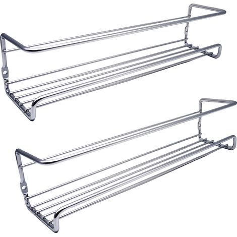 Étagère à épices murale, lot de 2, organisateur d'épices sans perçage, support à épices suspendu en métal avec adhésif et vis pour pots à épices, placard de cuisine, porte de garde-manger (1/5)