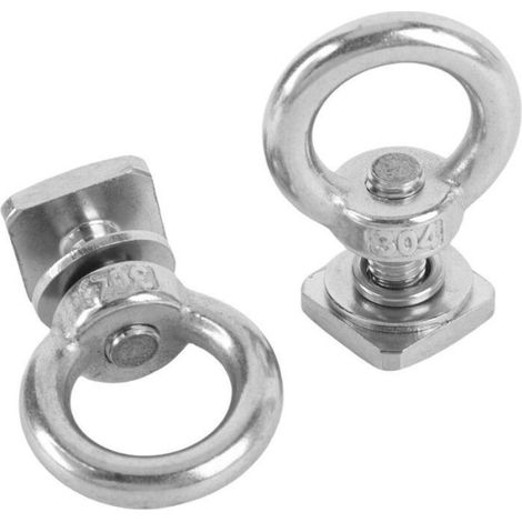 4pcs T Track Mount Tie Down Anchor M8 T Boulons de Piste Kit pour Rack de Toit avec Oeillets en Acier Inoxydable Ajustement (Silver) (1/4)
