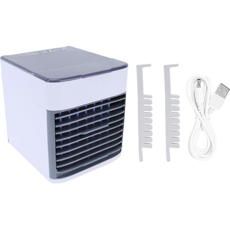 Mini ventilateur climatiseur portable USB, refroidisseur d'air frais, humidificateur 3-en-1, silencieux, pour bureau, chambre, camping, faible consommation (1/5)