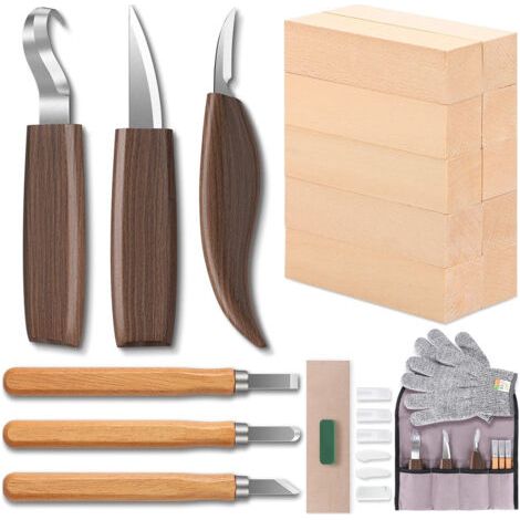 20-in-1 Walnut Chrome Vanadium Steel Carving Knife Paring Knife Scraping Knife Spoon Knife Woodworking Carving Set (1/5)