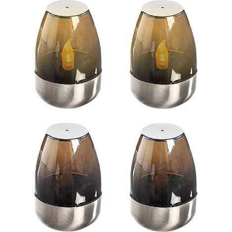 Luci a candela a energia solare, 4 candele a LED, lumini a LED, luce notturna, lumini elettrici, candele ricaricabili, lumini a LED, effetto fiamma (1/5)