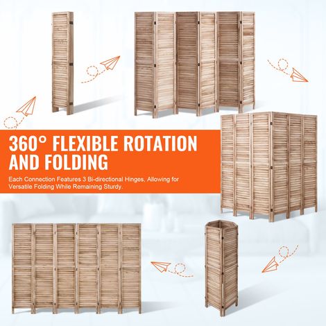 Cloison de Séparation en Bois Séparateur de Pièce Pliable à 6 (1/5)
