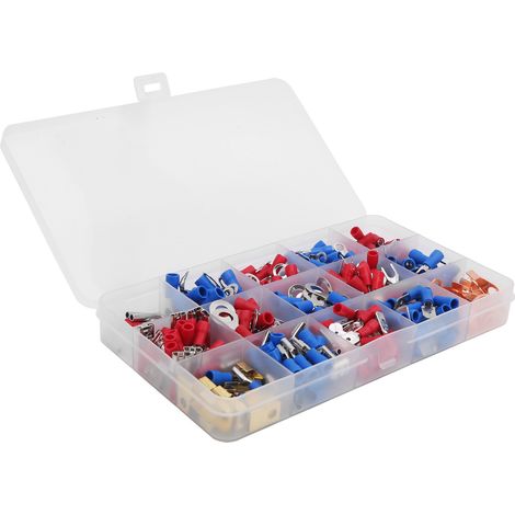 Lot de 300 cosses rondes pré-isolées, connecteurs électriques à sertir à froid, bornes à fil, couleur assortie, usage professionnel et bricolage (1/5)