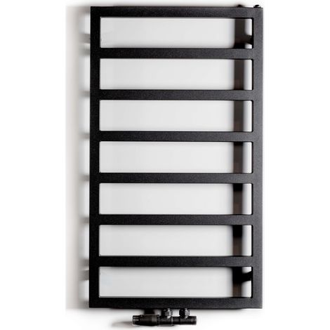 LUXRAD Atria Badheizkörper 870 x 500 mm mattschwarze Seite