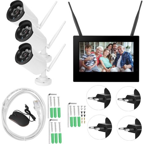 Caméra bébé sans fil WiFi 3 caméras, 10 pouces, 1.3MP HD, système de sécurité domestique intelligent DVR (1/5)
