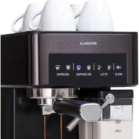 Klarstein Portafiltro Arabica Comfort 1350W 20 Bar 1,8l Panel de control táctil
