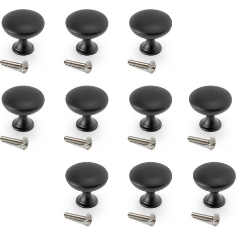 Emuca Lot von 10 Möbelknopfe Cancún, Durchmesser 30mm, Zamak, Schwarz lackiert (1/5)