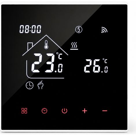 Thermostat Zigbee pour Plancher Chauffant à Eau, Noir, 3 A, Contrôle par Application, Programmation et Vocal, GA (1/5)
