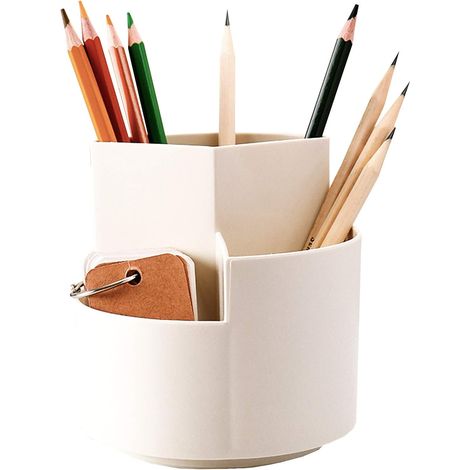 1 Porte-stylo rotatif, 3 compartiments, rangement bureau, organisateur crayons, usage salon école (1/5)