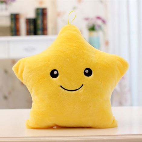 MINKUROW Cuscino In Peluche Con Stella A Cinque Punte Colorato Lucido (Giallo) (1/2)