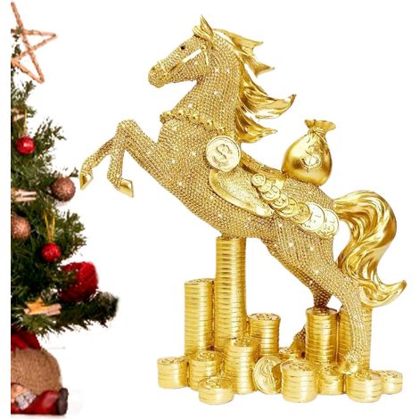 Statuette Année du Cheval - Souvenir Traditionnel 2026 - Statuette De Bureau Cheval en Résine - pour Collectionneurs Décoration D'Intérieur Salon Chambre À Coucher (1/5)