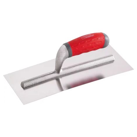 L'Outil Parfait – Platoir inox courbé 28 x 12 cm – Lame 0,6 mm pour finition joints plaques de plâtre – Monture aluminium allégé – Manche composite ergonomique