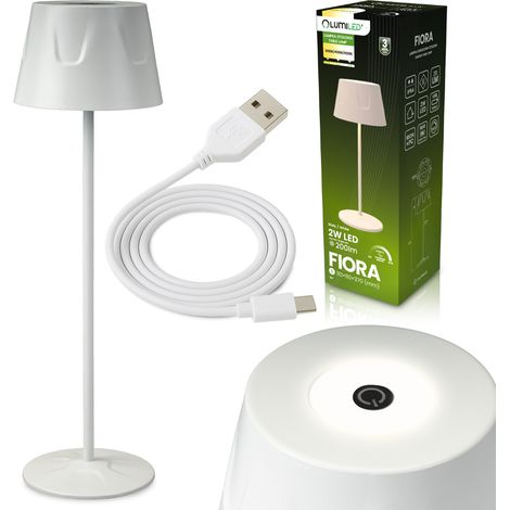 LED-Gartenleuchte, Stehleuchte, dekorativ, Tischleuchte, Nachtleuchte, USB-Anschluss, dimmbar, Touch-Bedienung, weiß, FIORA LUMILED