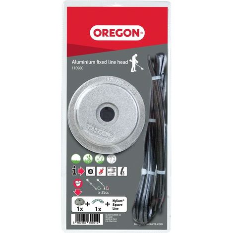 Oregon – Tête de débroussailleuse à fil fixe en aluminium – Compatible avec coupe-bordures à arbre droit – Fil Nylium carré 42 cm – Pour herbes hautes et terrains rocailleux (1/5)