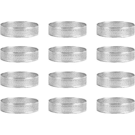 Confezione da 12 anelli per torte in acciaio inox, anelli per torte forati, 6 cm