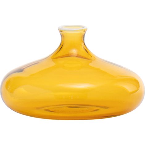 Vaso Un Fiore 46 cl in vetro borosilicato soffiato a mano, design artigianale, tonalità giallo oro, ideale per steli singoli e piccoli rami decorativi