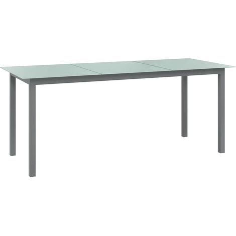 Gartentisch Hellgrau 190x90x74 cm Aluminium und Glas
